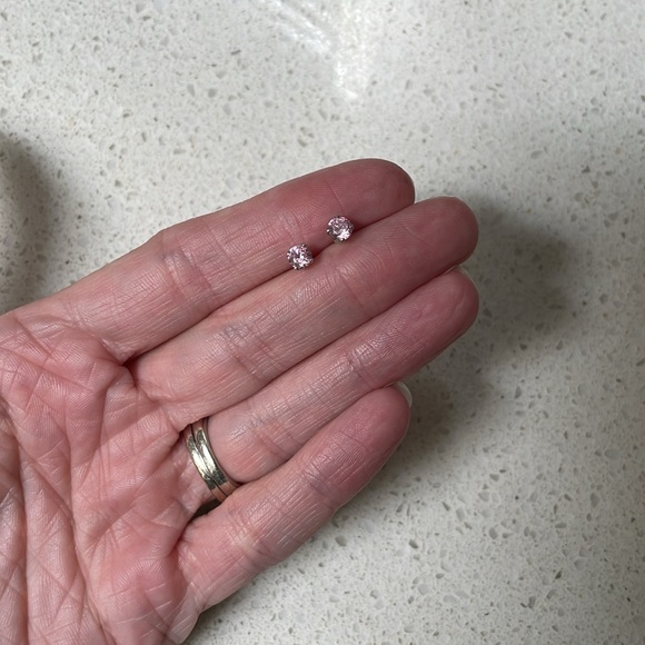 Vintage pink tourmaline 925 sterling silver stud birthstone earrings - Picture 3 of 6